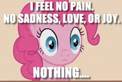 Size: 514x346 | Tagged: blank stare, dead inside, derpibooru import, edit, emotionless, image macro, meme, pinkie pie, safe, solo, soulless