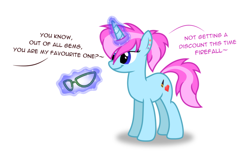 Size: 1590x1020 | Tagged: safe, artist:firefall-mlp, derpibooru import, oc, oc:gemstone, unofficial characters only, pony, unicorn, female, glasses, magic, mare, offscreen character, simple background, solo, transparent background