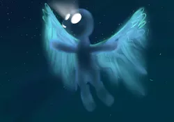 Size: 2000x1400 | Tagged: angel, artist:gliconcraft, derpibooru import, flying, ghost, night, safe, sky, solo, wings