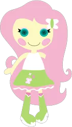 Size: 1024x1816 | Tagged: safe, artist:ra1nb0wk1tty, derpibooru import, fluttershy, equestria girls, clothes, crossover, cute, doll, lalaloopsy, shyabetes, simple background, skirt, solo, tanktop, toy, transparent background