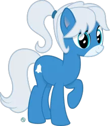Size: 2096x2405 | Tagged: safe, artist:arifproject, derpibooru import, oc, oc:notification, unofficial characters only, earth pony, pony, cutie mark, derpibooru ponified, looking at you, ponytail, raised hoof, simple background, solo, transparent background, vector
