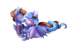 Size: 4800x3000 | Tagged: safe, artist:scarlet-spectrum, derpibooru import, oc, unofficial characters only, pegasus, pony, unicorn, absurd resolution, boop, commission, cuddling, eyes closed, glasses, intertwined tails, male, noseboop, oc x oc, shipping, simple background, snuggling, straight, transparent background