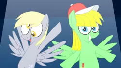 Size: 854x480 | Tagged: safe, artist:animatedjames, derpibooru import, derpy hooves, oc, oc:viva reverie, pegasus, pony, beat it, female, looking at you, mare, pose