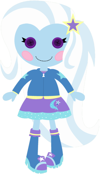 Size: 1024x1784 | Tagged: safe, artist:ra1nb0wk1tty, derpibooru import, trixie, equestria girls, blush sticker, blushing, button eyes, cute, diatrixes, doll, lalaloopsy, simple background, smiling, solo, toy, transparent background