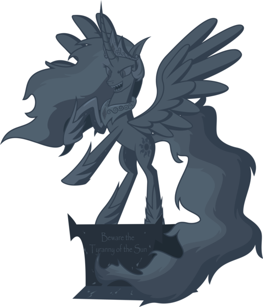 Size: 5145x6000 | Tagged: safe, artist:magister39, derpibooru import, nightmare star, princess celestia, pony, absurd resolution, alternate universe, evil, female, mare, nightmareverse, open mouth, simple background, solo, statue, transparent background, tyrant, vector