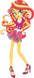 Size: 6508x14690 | Tagged: safe, artist:sugar-loop, derpibooru import, sunset shimmer, equestria girls, friendship games, .ai available, .svg available, absurd resolution, alternative cutie mark placement, back card, box, clothes, doll, female, high heels, ponied up, pony ears, school spirit, simple background, skirt, solo, transparent background, vector
