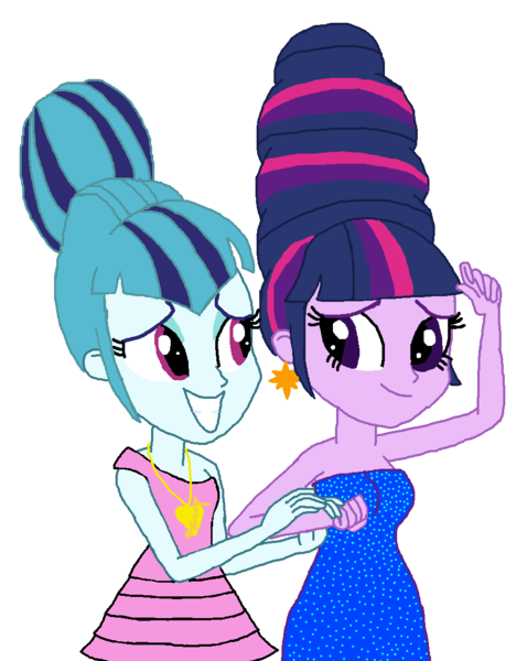 Size: 945x1187 | Tagged: safe, artist:ktd1993, derpibooru import, sonata dusk, twilight sparkle, equestria girls, beehive hairdo, female, lesbian, shipping, twinata