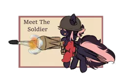 Size: 1024x683 | Tagged: safe, artist:silverknight27, derpibooru import, oc, oc:silver rose, unofficial characters only, pegasus, pony, crossover, female, mare, rocket launcher, soldier, solo, team fortress 2