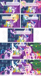 Size: 854x1575 | Tagged: safe, artist:dm29, derpibooru import, applejack, fluttershy, pinkie pie, princess cadance, princess flurry heart, rainbow dash, rarity, shining armor, twilight sparkle, twilight sparkle (alicorn), alicorn, pony, applesauce, aunt and niece, auntie twilight, chair, christmas, clothes, comic, crayon, diaper, episodes from the crystal empire, eye contact, father and daughter, frown, glare, hat, hearth's warming, hug, looking at each other, mane six, mind blown, mother and daughter, open mouth, plushie, present, shocked, sitting, smiling, twilight is not amused, unamused, wide eyes