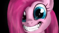 Size: 617x347 | Tagged: artist:mizore43, creepy, derpibooru import, grin, pinkamena diane pie, pinkie pie, safe, smiling, solo, teeth