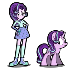 Size: 1024x956 | Tagged: safe, artist:kingtoby19, derpibooru import, starlight glimmer, equestria girls, clothes, converse, equestria girls-ified, hand on hip, human ponidox, looking back, self ponidox, shoes, simple background, smiling, transparent background