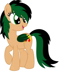 Size: 826x886 | Tagged: safe, artist:koonzypony, derpibooru import, oc, oc:ignic rhythm, unofficial characters only, bat pony, pony, female, looking back, open mouth, raised hoof, smiling, solo