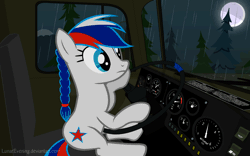 Size: 1920x1200 | Tagged: safe, artist:lunarevening, derpibooru import, oc, oc:marussia, unofficial characters only, earth pony, pony, animated, driving, gif, nation ponies, night, rain, russia, russian, solo, truck, ural, vehicle