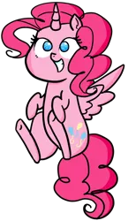 Size: 812x1404 | Tagged: safe, artist:windows 95, derpibooru import, pinkie pie, alicorn, pony, alicornified, flying, pinkiecorn, race swap, simple background, smiling, solo, spread wings, transparent background, underhoof, xk-class end-of-the-world scenario
