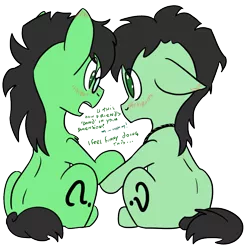 Size: 909x915 | Tagged: safe, artist:lockhe4rt, derpibooru import, oc, oc:anon, oc:colt anon, unofficial characters only, earth pony, pony, anoncolt, blushing, colt, dialogue, floppy ears, gay, glasses, holding hooves, male, open mouth, sitting