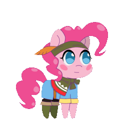 Size: 500x500 | Tagged: safe, artist:omegaozone, derpibooru import, pinkie pie, earth pony, pony, animated, clothes, cute, diapinkes, eyes closed, female, frame by frame, gif, roleponies, simple background, solo, transparent background
