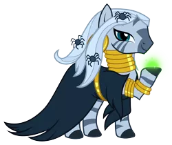 Size: 5562x4683 | Tagged: absurd resolution, artist:3luk, cape, clothes, derpibooru import, female, glowing hooves, looking at you, nightmare night, raised hoof, safe, simple background, solo, .svg available, transparent background, vector, zebra, zecora