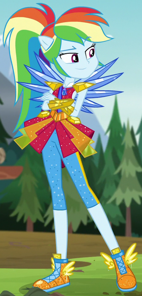 Size: 465x965 | Tagged: safe, derpibooru import, screencap, rainbow dash, equestria girls, legend of everfree, clothes, cropped, crossed arms, crystal guardian, crystal wings, ponied up, solo, super ponied up, winged shoes