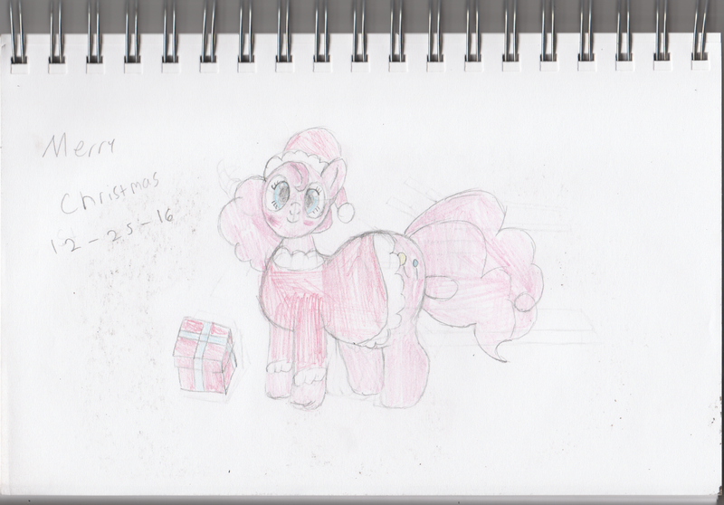 Size: 2868x2000 | Tagged: artist:storytime, christmas, derpibooru import, pinkie pie, safe, solo, traditional art