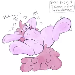 Size: 1050x1050 | Tagged: armpits, artist:skoon, berry punch, berryshine, chest fluff, derpibooru import, drunk, drunk bubbles, featureless crotch, on back, safe, sketch, sleeping, snot, snot bubble, solo, zzz
