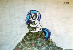 Size: 2877x1995 | Tagged: artist:ponystarpony, derpibooru import, record, safe, solo, traditional art, vinyl scratch