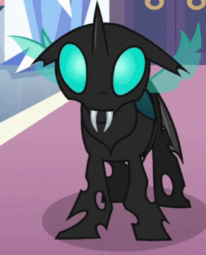 Size: 292x362 | Tagged: animated, blinking, changeling, cropped, cute, derpibooru import, floppy ears, gif, looking at you, safe, screencap, solo, spread wings, the times they are a changeling, thorabetes, thorax