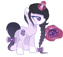 Size: 1000x919 | Tagged: safe, artist:zoruatini, derpibooru import, oc, oc:treasured orchid, unofficial characters only, pony, unicorn, base used, bow, braid, female, hair bow, mare, purse, simple background, solo, tail bow, transparent background