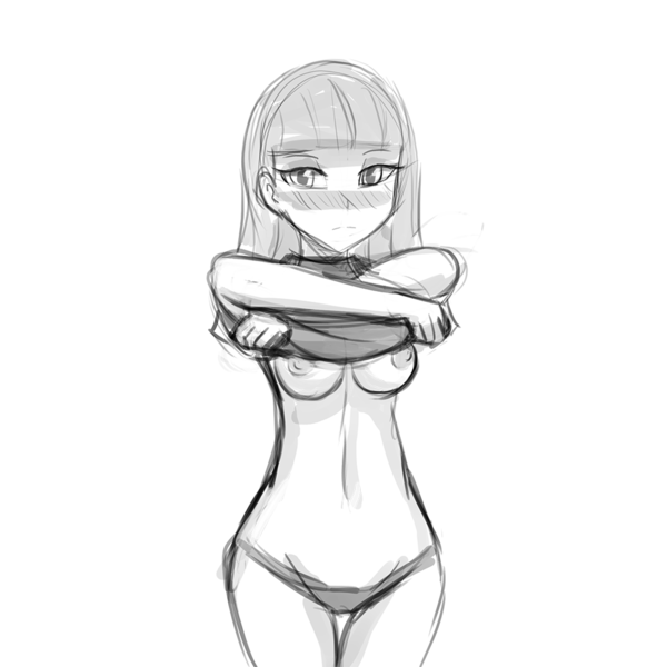 Size: 1000x1000 | Tagged: artist:lumineko, belly button, blushing, breasts, busty maud pie, clothes, derpibooru import, embarrassed, embarrassed nude exposure, female, grayscale, human, humanized, maud pie, midriff, monochrome, nipples, nudity, panties, partial nudity, questionable, shirt, shirt lift, sketch, solo, solo female, topless, underboob, underwear, undressing