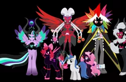 Size: 4578x2978 | Tagged: absurd resolution, alternate timeline, artist:dashiemlpfim, derpibooru import, donut steel, lady tirek, oc, oc:dark chan, oc:dark tara strong, oc:omega brony, oc:princess dark matter, oc:twivine sparkle, pony creator, rule 63, safe, staff, staff of sameness, unofficial characters only