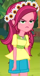 Size: 513x956 | Tagged: safe, derpibooru import, screencap, gloriosa daisy, equestria girls, legend of everfree, cropped, magical geodes, solo, unamused