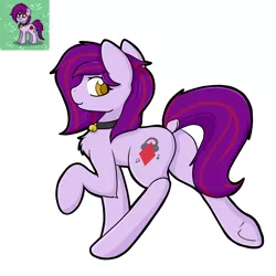 Size: 2000x2000 | Tagged: safe, artist:billysan727, derpibooru import, oc, oc:mystic blare, unofficial characters only, earth pony, pony, pony town, bell, bell collar, chest fluff, collar, dock, femboy, makeup, male, solo