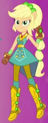 Size: 290x744 | Tagged: safe, derpibooru import, screencap, applejack, equestria girls, legend of everfree, boots, clothes, cowboy boots, cropped, fist, freckles, gloves, ponied up, solo, super ponied up