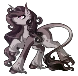 Size: 3687x3587 | Tagged: safe, artist:amazing-artsong, derpibooru import, oc, oc:tenebris silva, unofficial characters only, classical unicorn, pony, cloven hooves, female, leonine tail, mare, simple background, solo, transparent background, unshorn fetlocks