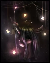 Size: 980x1230 | Tagged: artist:ventious, bust, changeling, changeling queen, derpibooru import, portrait, queen chrysalis, safe, solo, stars