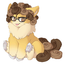 Size: 558x549 | Tagged: safe, artist:ginjallegra, derpibooru import, oc, oc:gigia, unofficial characters only, earth pony, pony, animated, chubby, colored pupils, curly mane, ear fluff, female, fluffy, fur, gif, glasses, heart eyes, mare, simple background, sitting, solo, tongue out, transparent background, wingding eyes