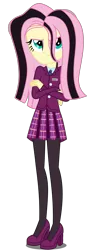 Size: 1326x3686 | Tagged: safe, artist:mlpchannelire02, derpibooru import, fluttershy, equestria girls, alternate hairstyle, alternate universe, angry, emoshy, simple background, solo, transparent background