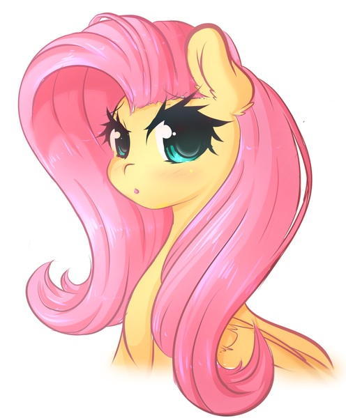 Size: 1280x1549 | Tagged: artist:fluffymaiden, blushing, bust, cute, derpibooru import, eyelashes, fluttershy, looking at you, open mouth, portrait, safe, shyabetes, simple background, solo, white background