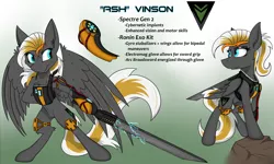 Size: 3000x1800 | Tagged: safe, artist:dangercloseart, derpibooru import, oc, oc:ash vinson, ponified, unofficial characters only, cyborg, pegasus, pony, dog lip, solo, style emulation, titanfall