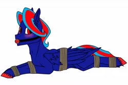 Size: 1280x853 | Tagged: artist needed, suggestive, derpibooru import, oc, oc:hellfire, unofficial characters only, pegasus, pony, ballgag, bdsm, blushing, bondage, bound, bound wings, gag, rope, russia, slavery, solo