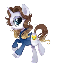 Size: 1024x1029 | Tagged: safe, artist:peachesandcreamated, derpibooru import, oc, oc:trish, unofficial characters only, pony, unicorn, clothes, female, glasses, mare, simple background, solo, transparent background, watermark