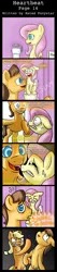 Size: 990x4652 | Tagged: suggestive, artist:meownimator, derpibooru import, applejack, caramel, fluttershy, earth pony, pegasus, pony, comic:heartbeat, absurd resolution, bathroom, but why, comic, crying, deus ex, drunk, female, implied sex, male, mare, punch, sexual harassment, stallion, sweat, toilet, toilet paper roll