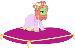 Size: 6001x3817 | Tagged: absurd resolution, artist:deratrox, clothes, derpibooru import, dress, flower, gala dress, make new friends but keep discord, pillow, safe, simple background, solo, .svg available, transparent background, tree hugger, vector