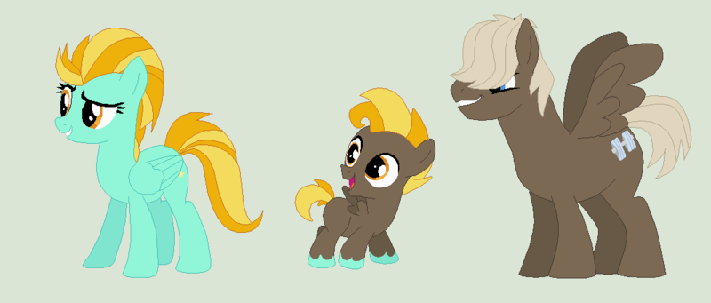 Size: 1102x470 | Tagged: safe, artist:deppressedunicorn, derpibooru import, dumbbell, lightning dust, oc, oc:thunder punch, pegasus, pony, colt, crack shipping, foal, lightningbell, male, offspring, parent:dumbbell, parent:lightning dust, parents:lightningbell, shipping, simple background, straight