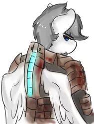 Size: 1280x1690 | Tagged: anthro, artist:wickedsilly, crossover, dead space, derpibooru import, oc, oc:marshmallow fluffbutt, pegasus, safe, solo, unofficial characters only