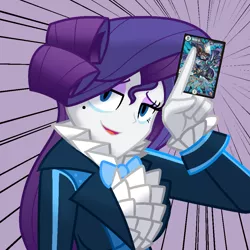 Size: 1000x1000 | Tagged: safe, artist:geraritydevillefort, derpibooru import, rarity, equestria girls, clothes, crossover, duel masters, rarifort, solo, the count of monte cristo, villefort