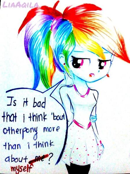 Size: 480x640 | Tagged: safe, artist:liaaqila, derpibooru import, rainbow dash, equestria girls, cute, dashabetes, solo, traditional art