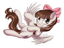Size: 1024x768 | Tagged: safe, artist:novaintellus, derpibooru import, oc, oc:jennabun, unofficial characters only, pegasus, pony, bow, female, hair bow, mare, solo