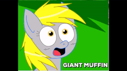 Size: 480x270 | Tagged: safe, artist:pinkamena-chan, derpibooru import, derpy hooves, pegasus, pony, animated, drool, female, food, gif, mare, muffin, solo, wide eyes