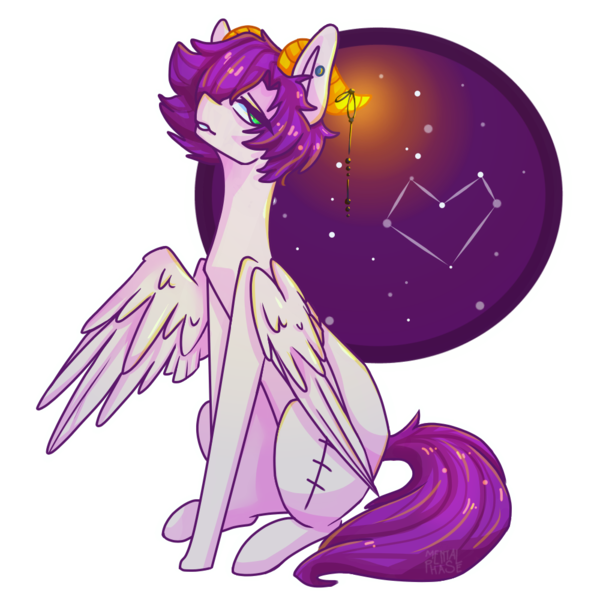 Size: 1000x1000 | Tagged: safe, artist:mentalphase, derpibooru import, oc, unofficial characters only, pegasus, pony, constellation, female, mare, sitting, solo, stars