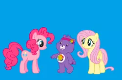 Size: 2348x1544 | Tagged: andrea libman, care bears, care bears adventures of care a lot, derpibooru import, fluttershy, harmony bear, pinkie pie, safe, voice actor joke